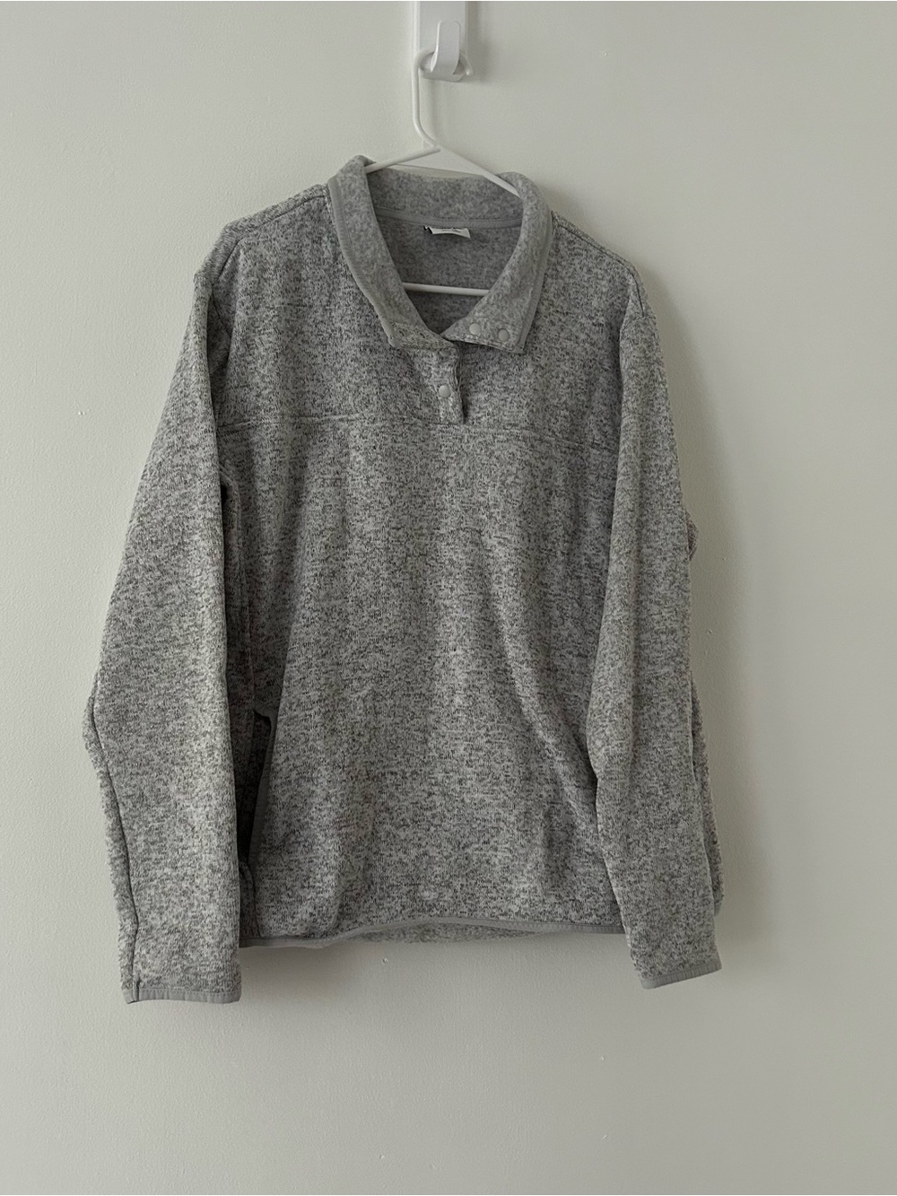 Eddie Bauer Women’s XL Tall Gray Fleece Snap Pullover Sweater Cozy Outdoor